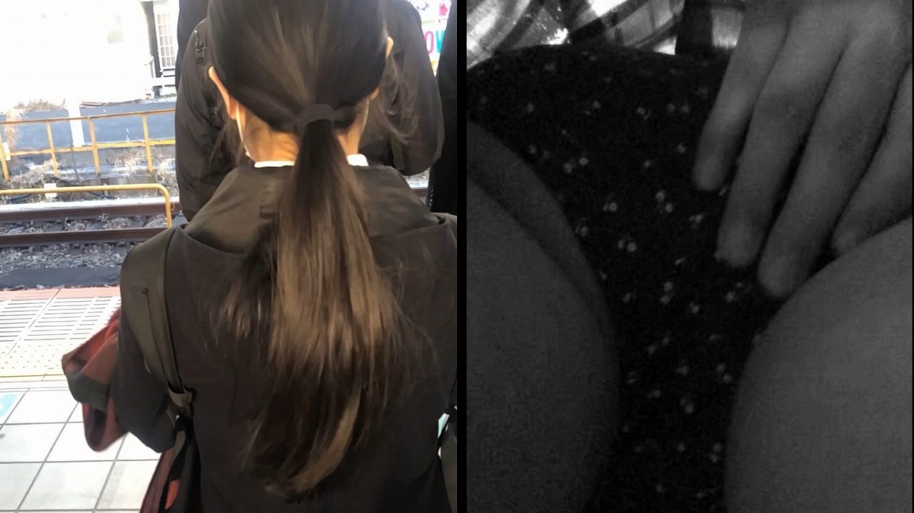 素人痴漢日記１３TRAIN目★赤チェックマフラー女子の生態